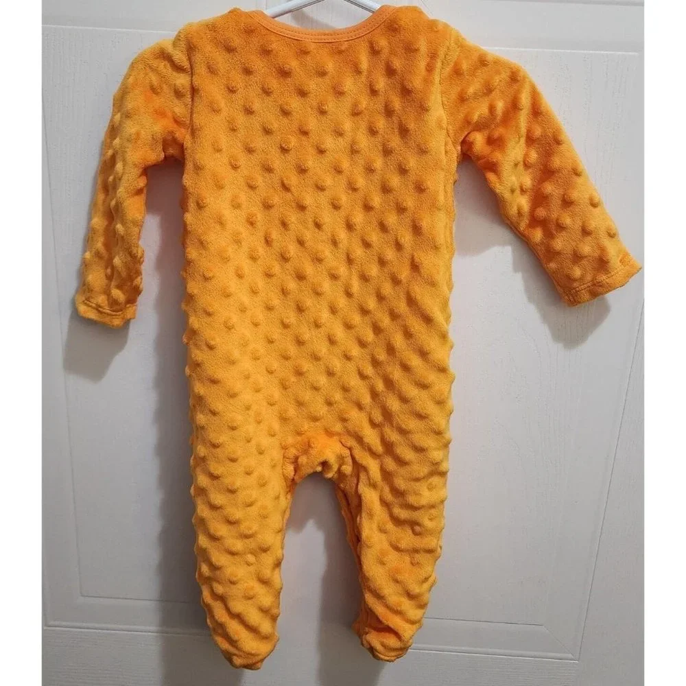 Chick Pea Baby Halloween Pumpkin Minky Footed Bodysuit Jack-o-Lantern Sz 3-6 Mos